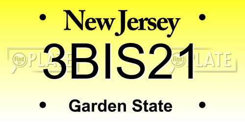 3BIS21 New Jersey License Plate