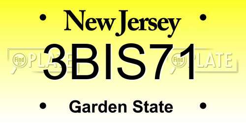 3BIS71 New Jersey License Plate