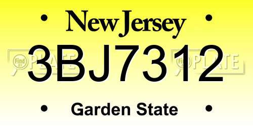 3BJ7312 New Jersey License Plate