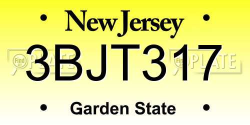 3BJT317 New Jersey License Plate
