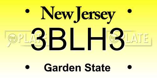 3BLH3 New Jersey License Plate