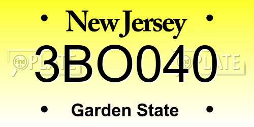 3BO040 New Jersey License Plate