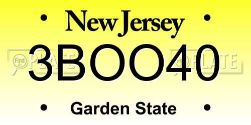 3BOO40 New Jersey License Plate