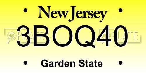 3BOQ40 New Jersey License Plate
