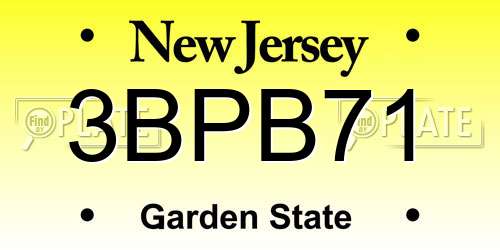 3BPB71 New Jersey License Plate