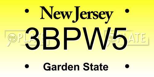 3BPW5 New Jersey License Plate