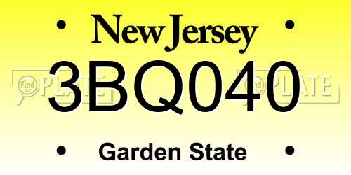 3BQ040 New Jersey License Plate