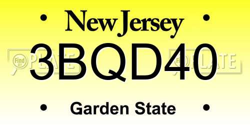 3BQD40 New Jersey License Plate
