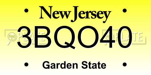 3BQO40 New Jersey License Plate