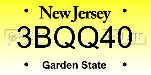 3BQQ40 New Jersey License Plate