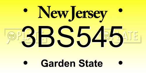 3BS545 New Jersey License Plate