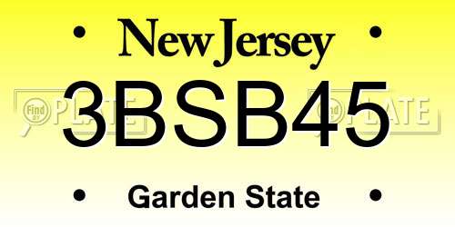 3BSB45 New Jersey License Plate