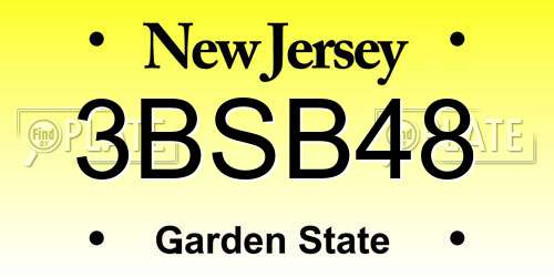 3BSB48 New Jersey License Plate