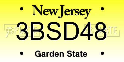 3BSD48 New Jersey License Plate