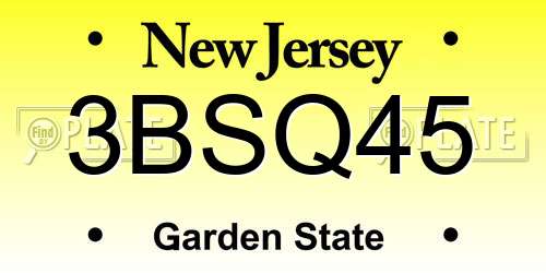3BSQ45 New Jersey License Plate