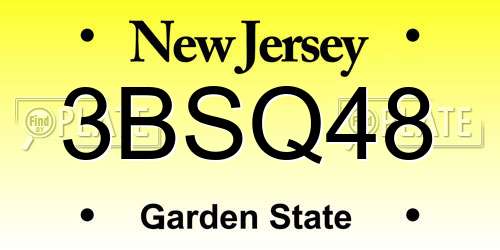 3BSQ48 New Jersey License Plate