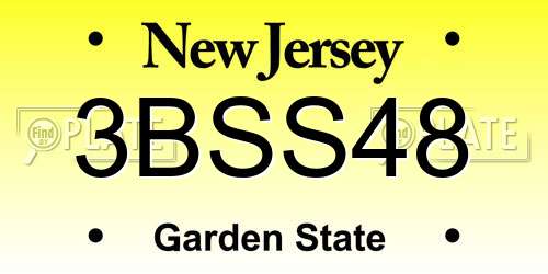 3BSS48 New Jersey License Plate