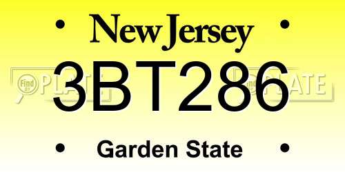 3BT286 New Jersey License Plate