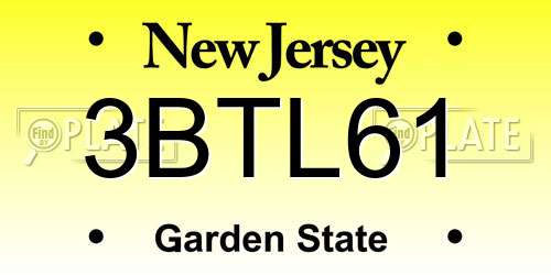 3BTL61 New Jersey License Plate