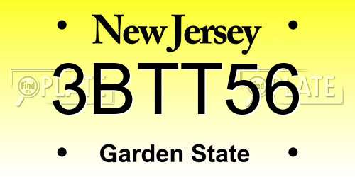 3BTT56 New Jersey License Plate