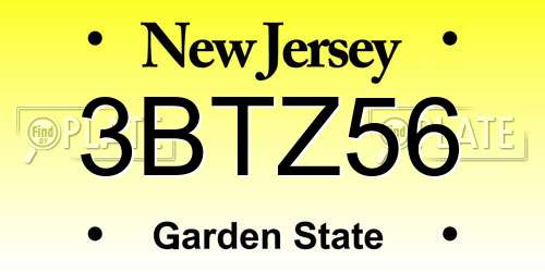 3BTZ56 New Jersey License Plate