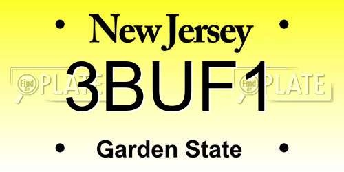 3BUF1 New Jersey License Plate