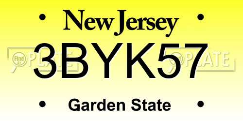 3BYK57 New Jersey License Plate