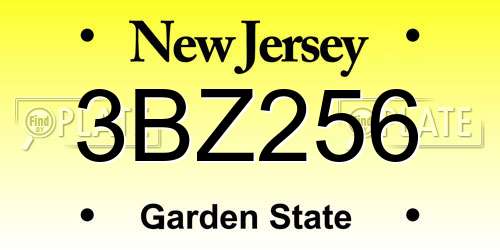 3BZ256 New Jersey License Plate
