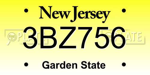 3BZ756 New Jersey License Plate