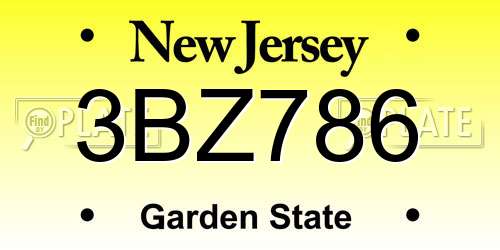 3BZ786 New Jersey License Plate