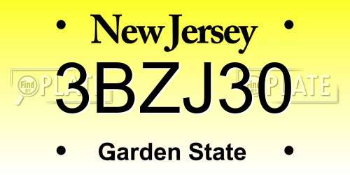 3BZJ30 New Jersey License Plate