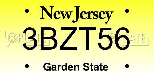 3BZT56 New Jersey License Plate