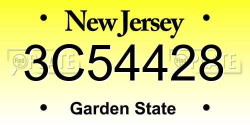 3C54428 New Jersey License Plate