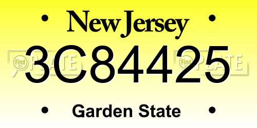 3C84425 New Jersey License Plate