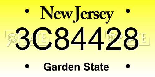 3C84428 New Jersey License Plate