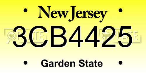 3CB4425 New Jersey License Plate