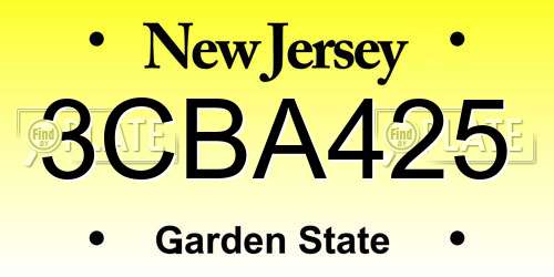 3CBA425 New Jersey License Plate