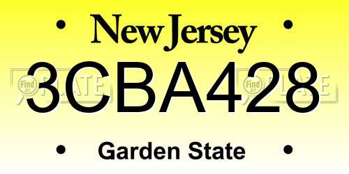 3CBA428 New Jersey License Plate