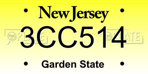 3CC514 New Jersey License Plate
