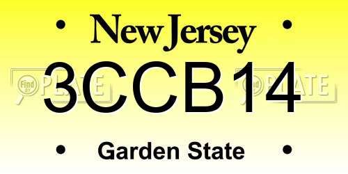3CCB14 New Jersey License Plate