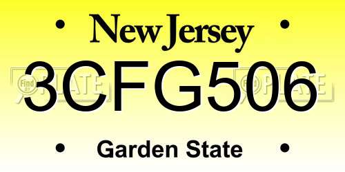 3CFG506 New Jersey License Plate