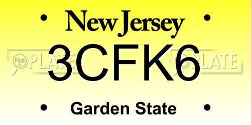 3CFK6 New Jersey License Plate