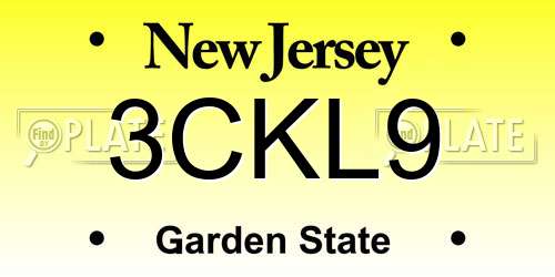 3CKL9 New Jersey License Plate
