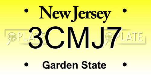 3CMJ7 New Jersey License Plate