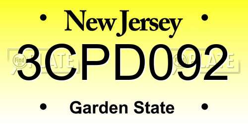 3CPD092 New Jersey License Plate