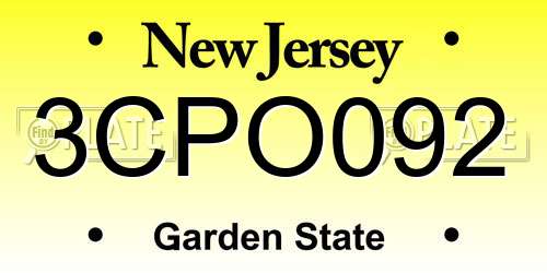 3CPO092 New Jersey License Plate