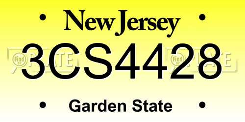 3CS4428 New Jersey License Plate