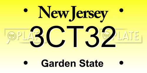 3CT32 New Jersey License Plate