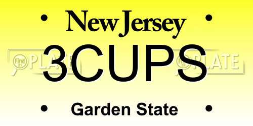 3CUPS New Jersey License Plate