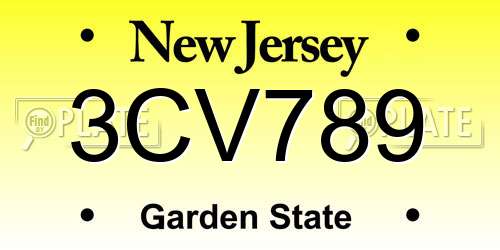 3CV789 New Jersey License Plate